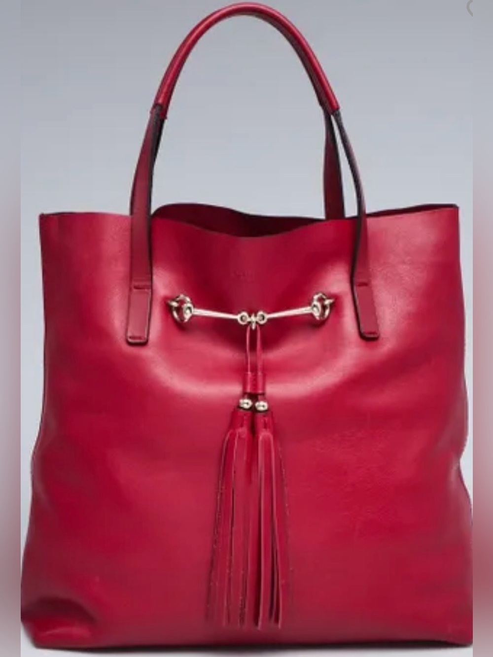 GUCCI Red Leather Horsebit Park Avenue Tote
